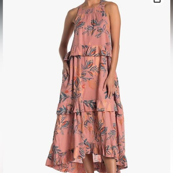 Free People Anita Ruffle Maxi Dress in Desert Rose M - Picture 1 of 9